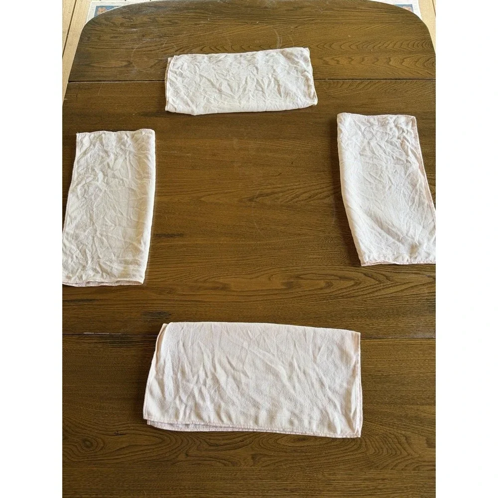 Vintage Blush Pink Damask Cloth Napkins Set of 4 Woven Floral Weave 14x13